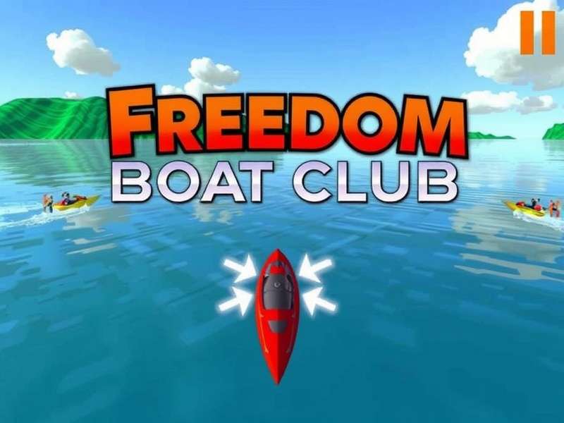 Freedom Boat Club gameplay screenshot showing luxury yachts in a virtual marina