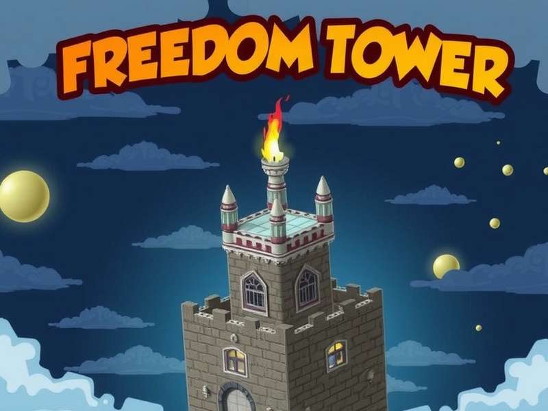 Aerial view of a modern high-rise building under construction, representing the Freedom Tower map