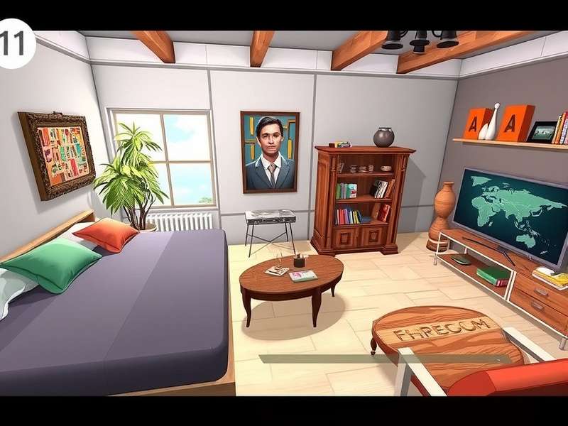 A lavish in-game virtual lounge setup with the Freedom Furniture aesthetic