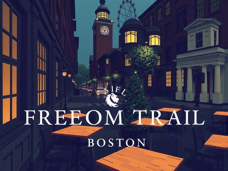 Freedom Trail Boston map overview with key combat zones marked in gold and red