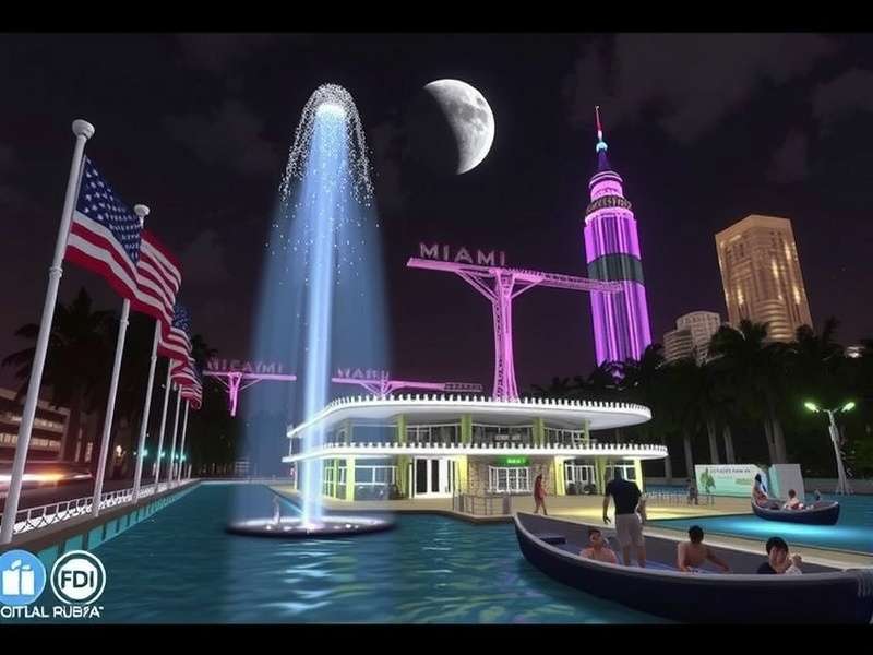 Miami Freedom Park gaming arena interior with neon lights and competitive gaming stations