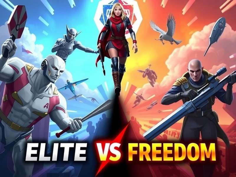 Elite Vs Freedom — intense battle arena with Indian-themed characters and vibrant saffron-green-blue palette